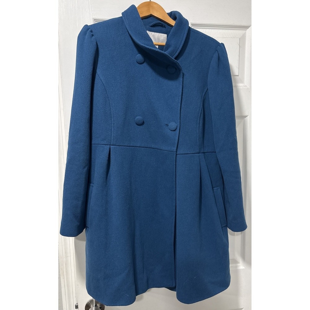 VTG Y2K Old Navy Classic Wool Blend Peacoat Warm Teal Blue Double Breasted XL